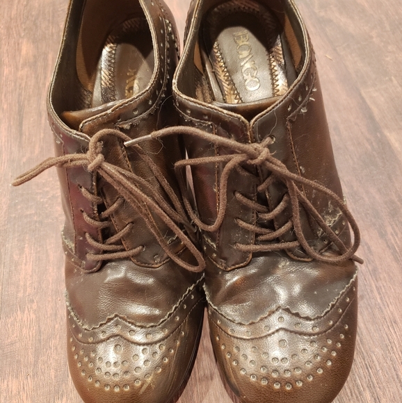 BONGO 90s Brown Heeled Oxfords Size 8 - Picture 5 of 6